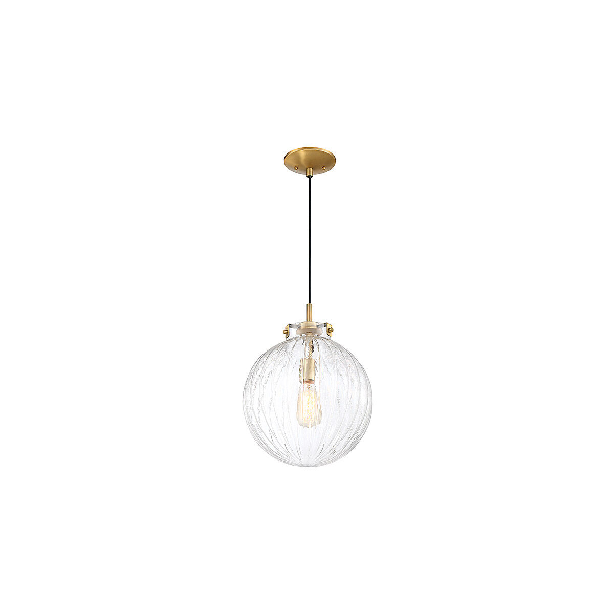 Industrial 1 Light 12 inch Natural Brass Mini-Pendant Ceiling Light