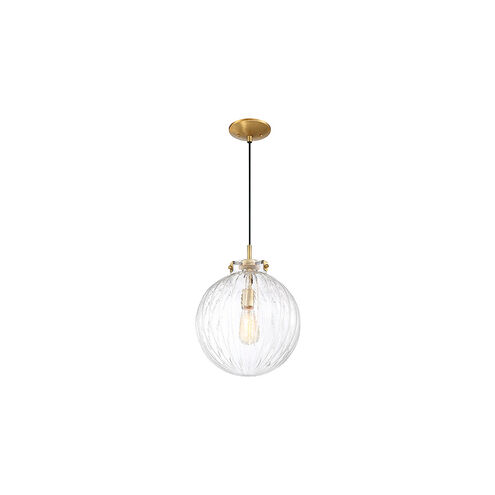 Industrial 1 Light 12 inch Natural Brass Mini-Pendant Ceiling Light