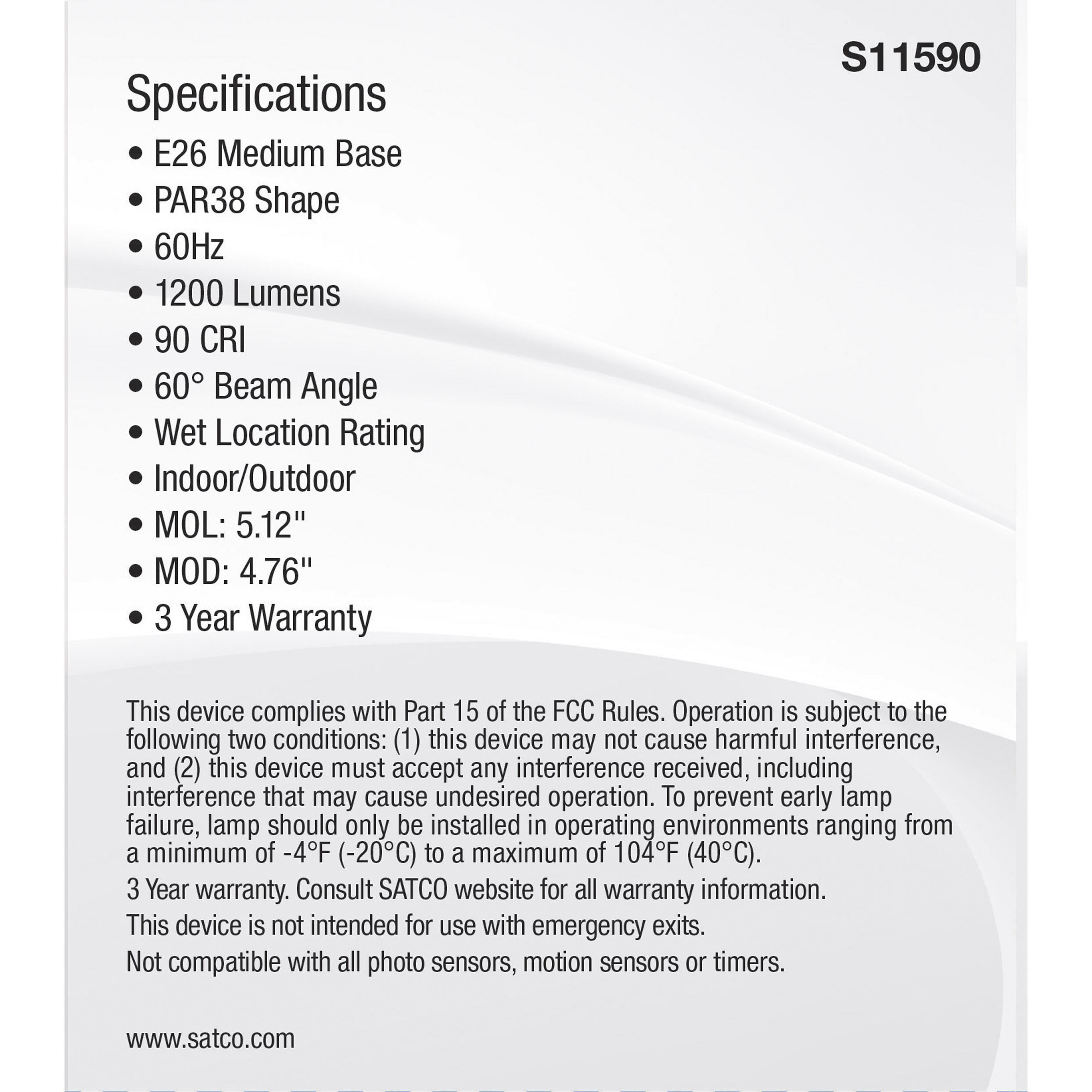 Lumos LED Medium PAR38 13.3 watt 2700K/3000K/3500K/4000K/5000K Light Bulb