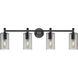 Downtown Urban Crown Point 4 Light 33.88 inch Matte Black Bath Vanity Light Wall Light in Plated Smoke