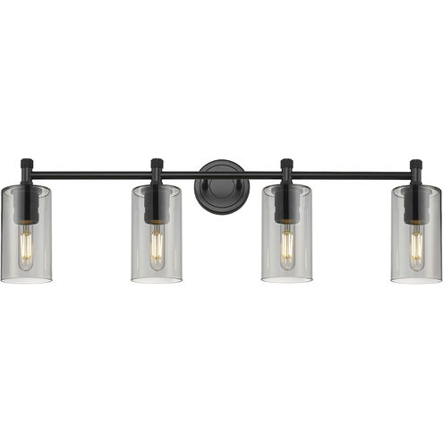 Downtown Urban Crown Point 4 Light 33.88 inch Matte Black Bath Vanity Light Wall Light in Plated Smoke