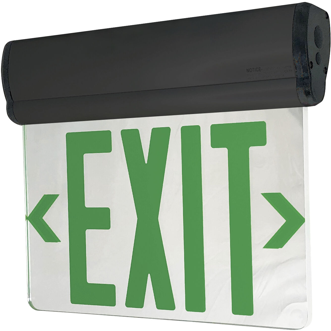 Architectural 1 Light Black Exit / Emergency Ceiling Light in Double-Faced, Green / Mirror / Black