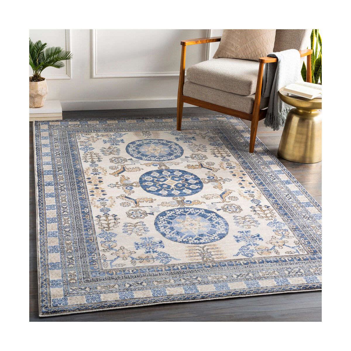 Alton 35 X 24 inch Navy/Bright Blue/Tan/Charcoal/Medium Gray/Beige Rugs