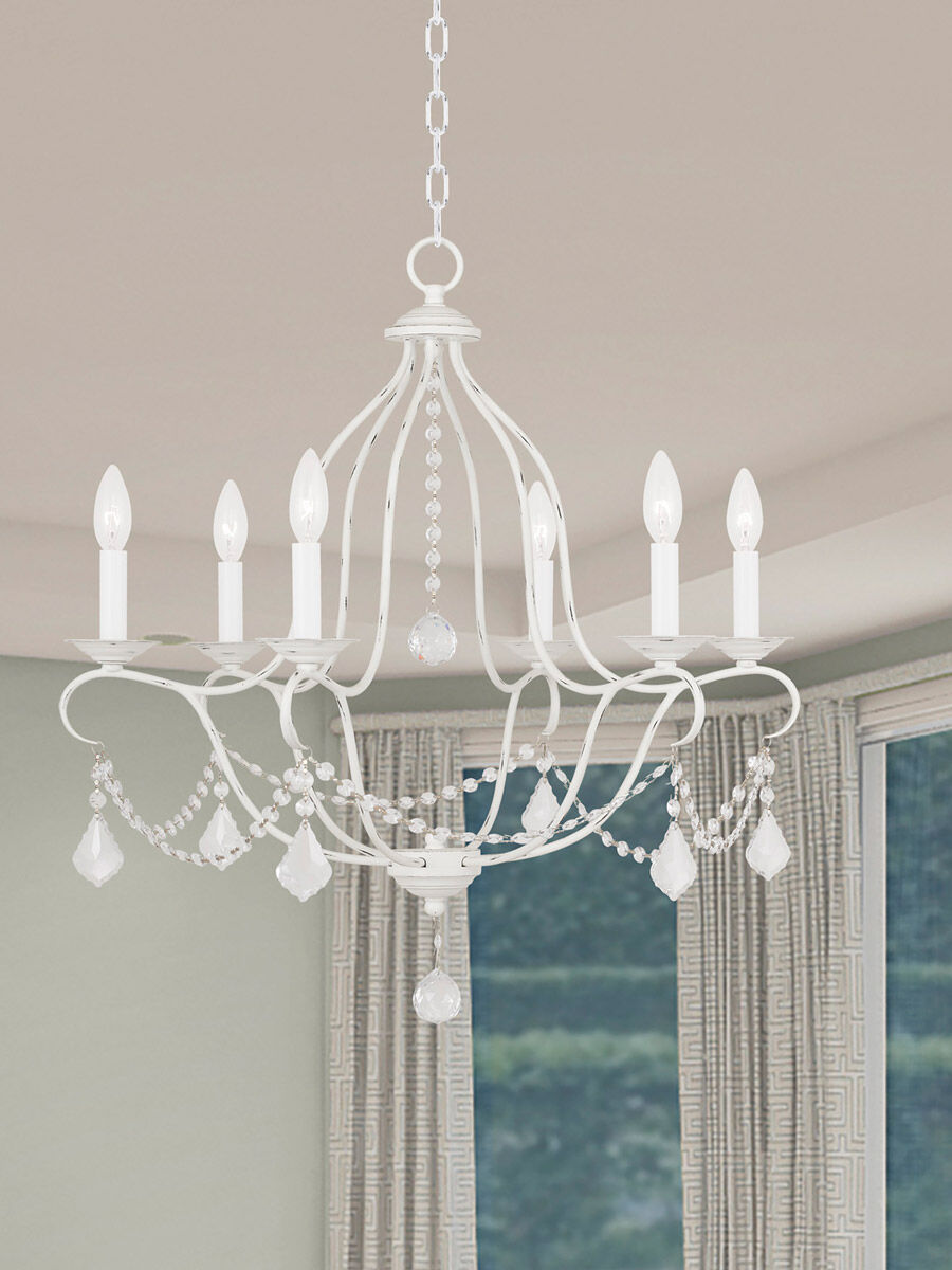 Chesterfield 6 Light 25 inch Antique White Chandelier Ceiling Light