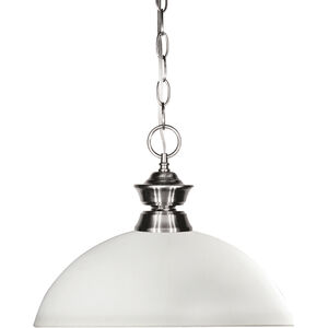 Shark 1 Light 14 inch Brushed Nickel Pendant Ceiling Light in 4.67, Matte Opal Glass
