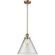 Franklin Restoration Cone LED 12 inch Antique Copper Mini Pendant Ceiling Light in Clear, Franklin Restoration