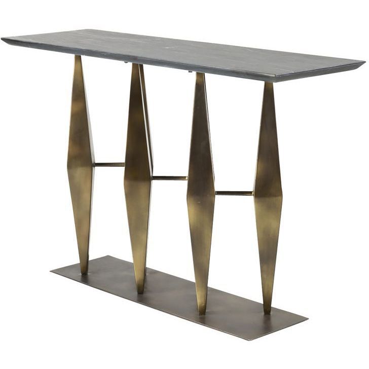 Dagmar 52 X 16 inch Matte Black Marble and Antique Gold Console