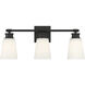 Contemporary 3 Light 23 inch Matte Black Bathroom Vanity Light Wall Light