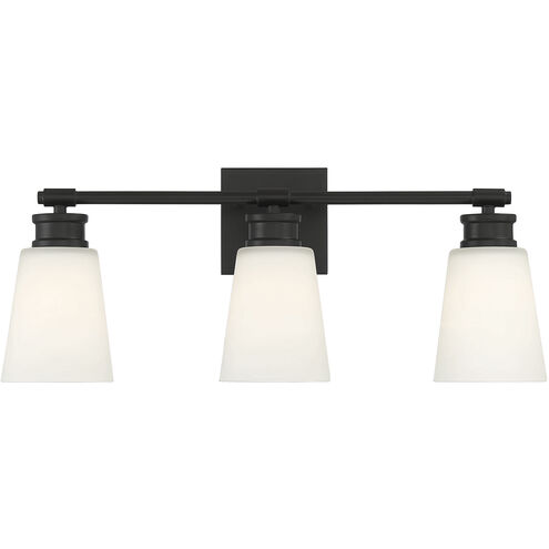 Contemporary 3 Light 23 inch Matte Black Bathroom Vanity Light Wall Light
