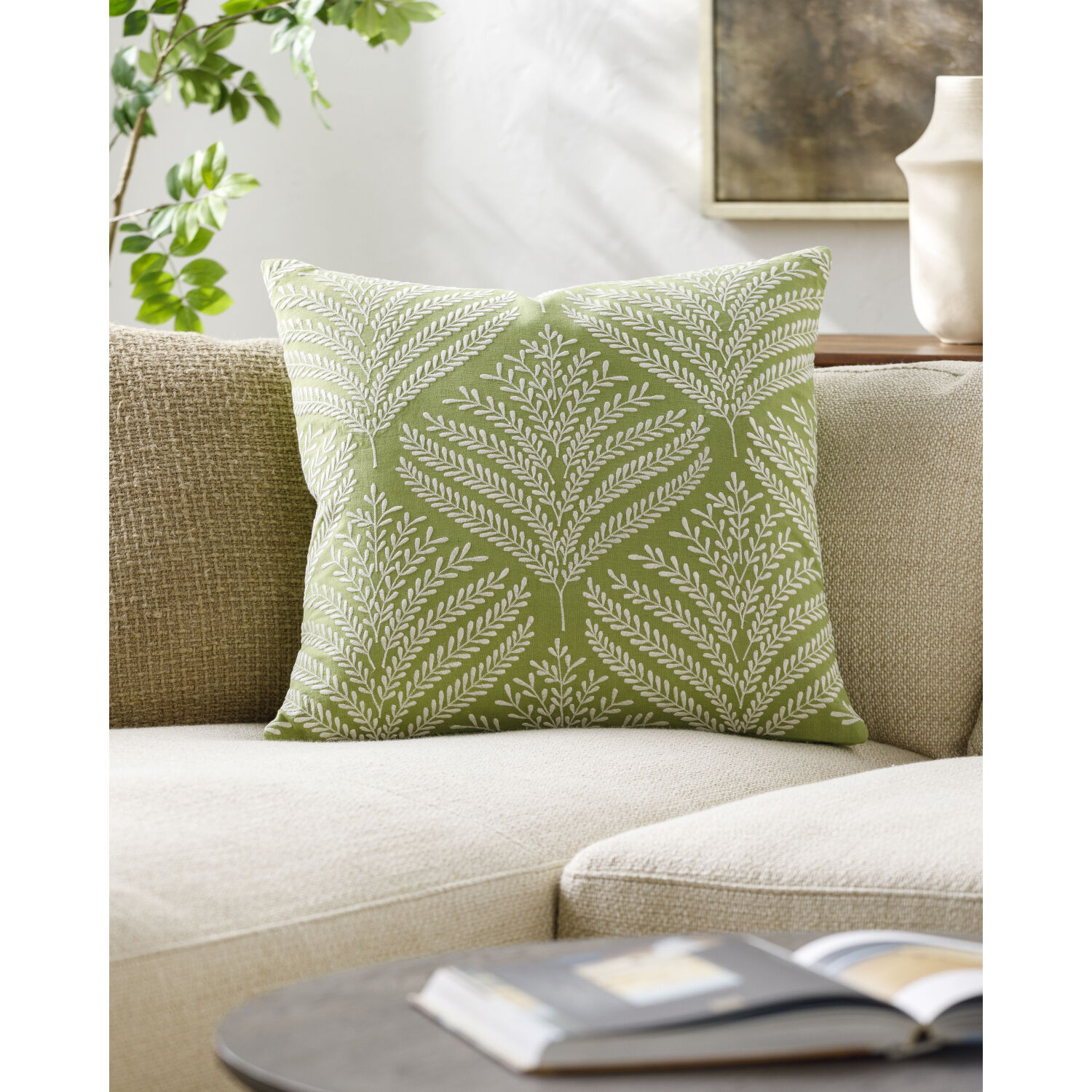 Eliana 20 X 20 inch Olive / Cream Accent Pillow