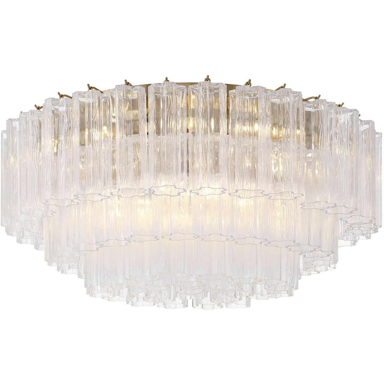 Addis 16 Light 32 inch Aged Brass Flush Ceiling Light in Tronchi Glass Clear