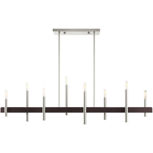 Denmark 8 Light 9 inch Brushed Nickel with Bronze Accents Chandelier Ceiling Light