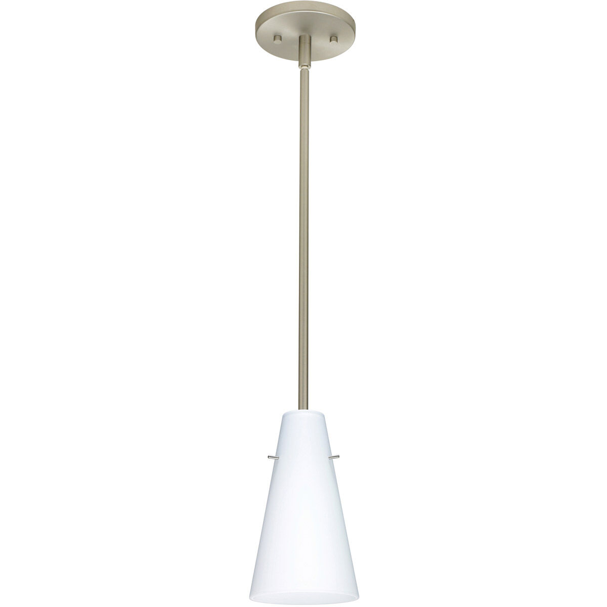 Cierro LED Satin Nickel Stem Pendant Ceiling Light in Opal Matte Glass