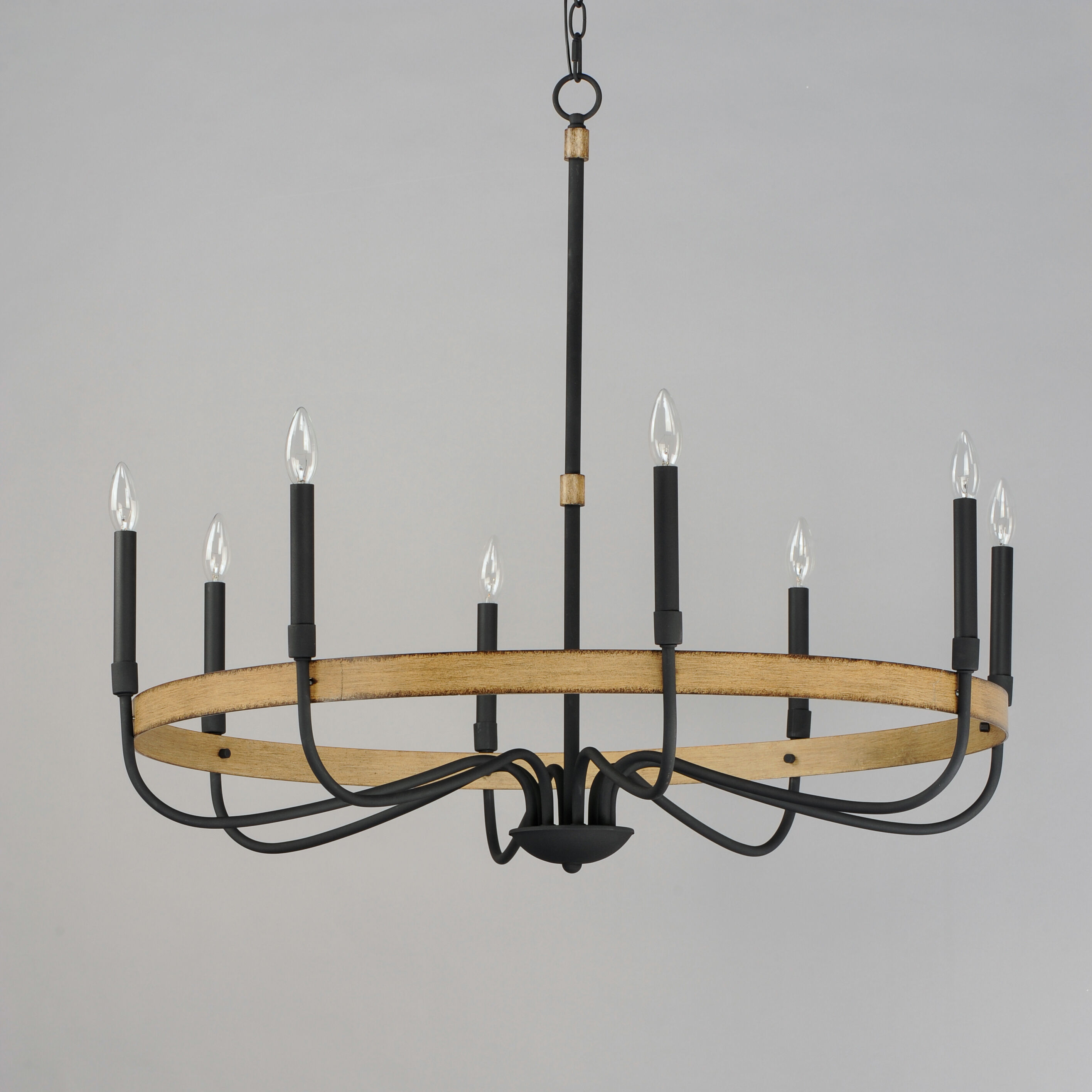 Franklin 8 Light 36 inch Driftwood/Black Chandelier Ceiling Light