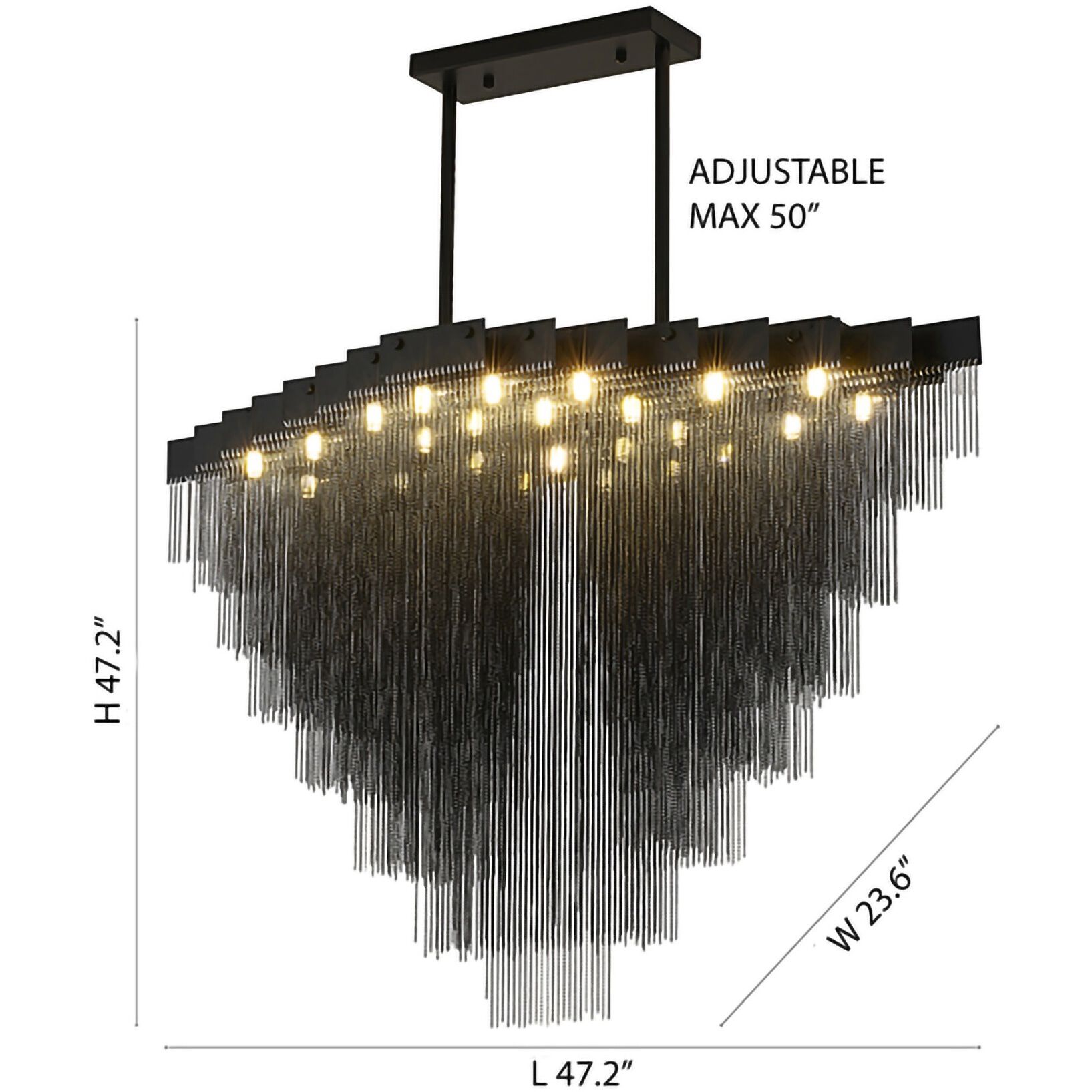IMG Series 24 Light 23.6 inch Satin Black Chandelier Ceiling Light