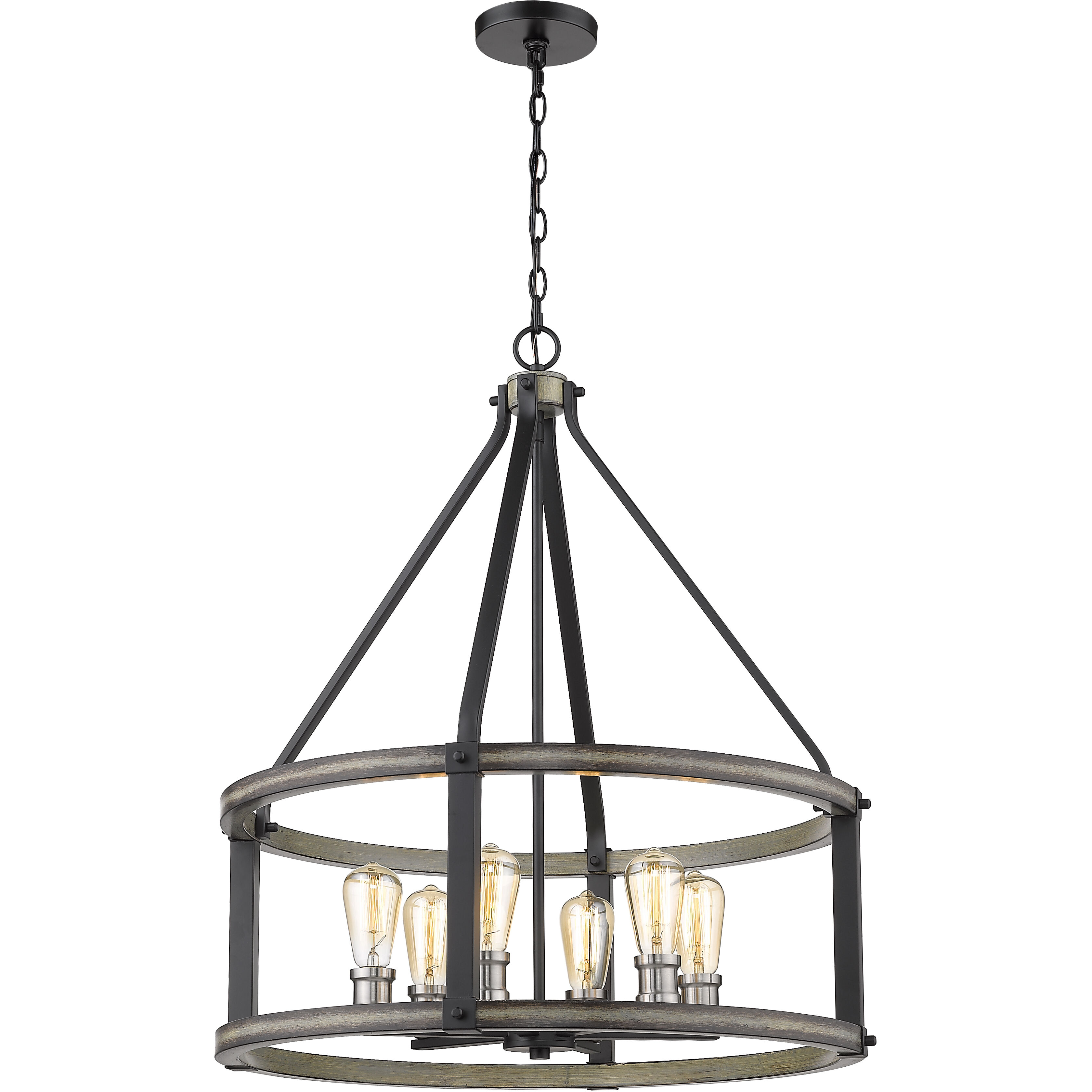 Kirkland 6 Light 25 inch Ashen Barnboard Chandelier Ceiling Light