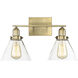 Drake 2 Light 17.75 inch Warm Brass Bathroom Vanity Light Wall Light, Essentials