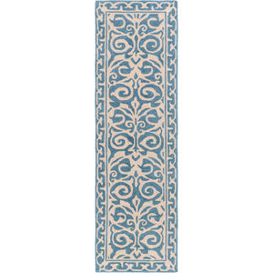 Samual 96 X 30 inch Blue and Neutral Runner, Polyester