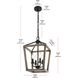 Gage 4 Light 12 inch Brown and Black Pendant Ceiling Light