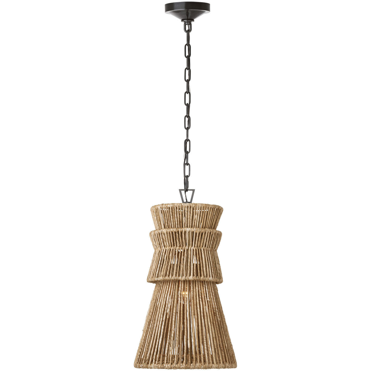 Chapman & Myers Antigua LED 13 inch Bronze and Natural Abaca Pendant Ceiling Light