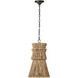 Chapman & Myers Antigua LED 13 inch Bronze and Natural Abaca Pendant Ceiling Light