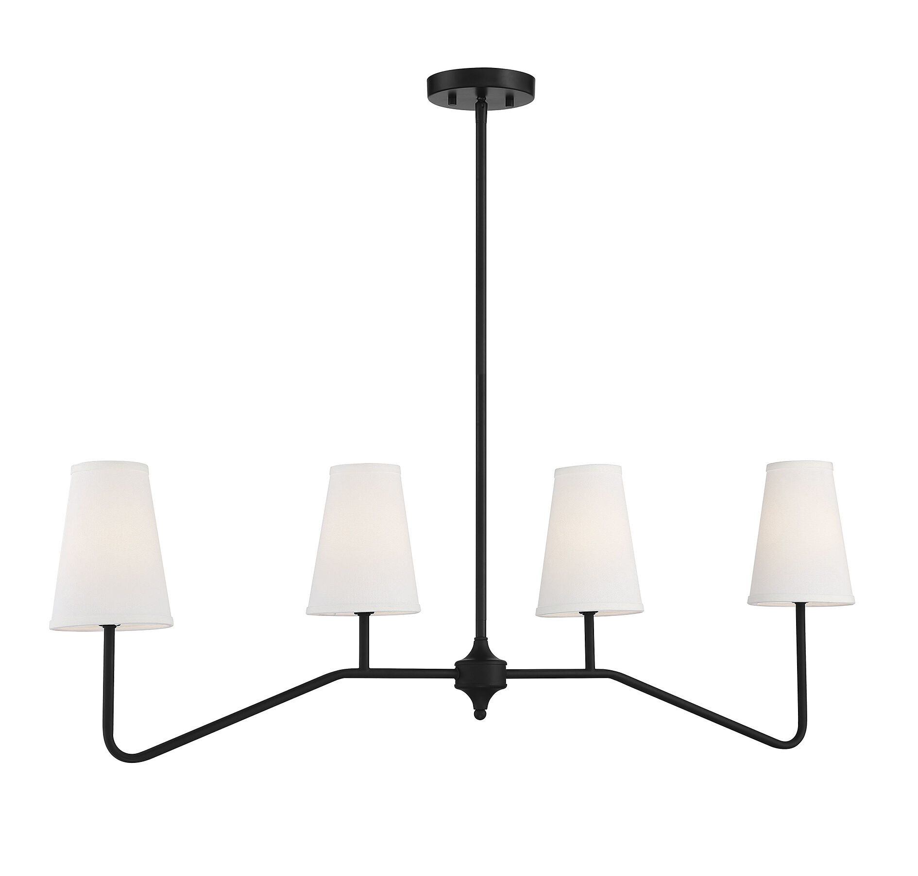 Modern 4 Light 40 inch Matte Black Linear Chandelier Ceiling Light