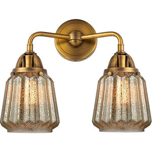 Nouveau 2 Chatham LED 14 inch Brushed Brass Bath Vanity Light Wall Light in Mercury Glass