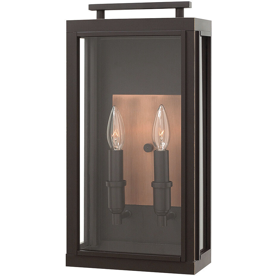 Sutcliffe LED 17 inch Oil Rubbed Bronze with Antique Copper Outdoor Wall Mount Lantern, Medium