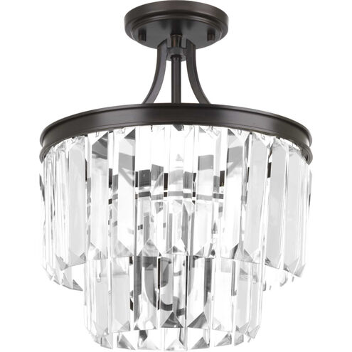 Glimmer 3 Light 13 inch Antique Bronze Semi-Flush Mount Convertible Ceiling Light, Design Series