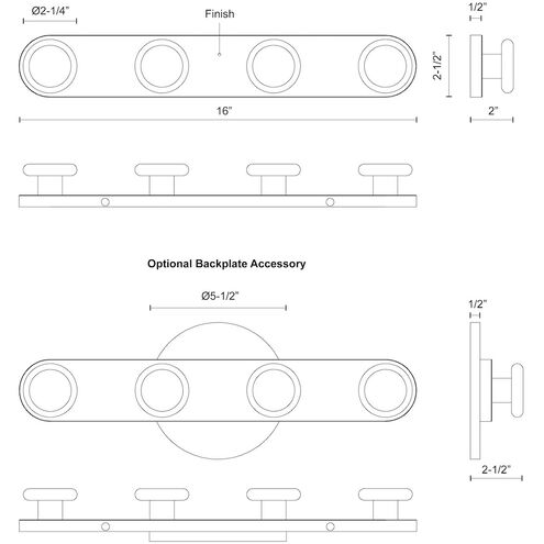 Rezz LED 16 inch Brushed Nickel Bath Vanity Wall Light