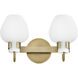 Sylvie 2 Light 14.75 inch Heritage Brass Bath Light Wall Light