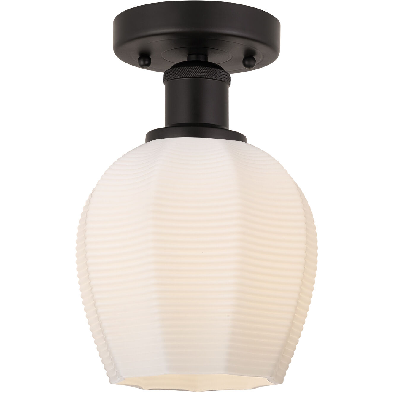 Edison Norfolk 1 Light 6 inch Oil Rubbed Bronze Semi-Flush Mount Ceiling Light in Matte White Glass