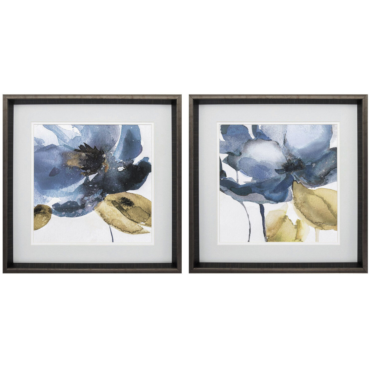 Florals Blue and Metallic Framed Art, Propac