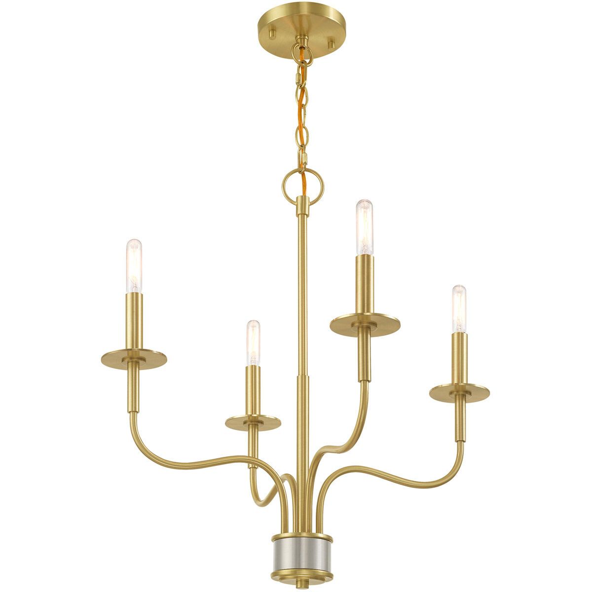 Lisbon 4 Light 20 inch Satin Brass Mini Chandelier Ceiling Light
