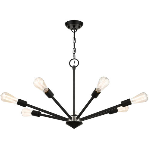 Prague 7 Light 29.25 inch Black with Brushed Nickel Accents Chandelier Ceiling Light