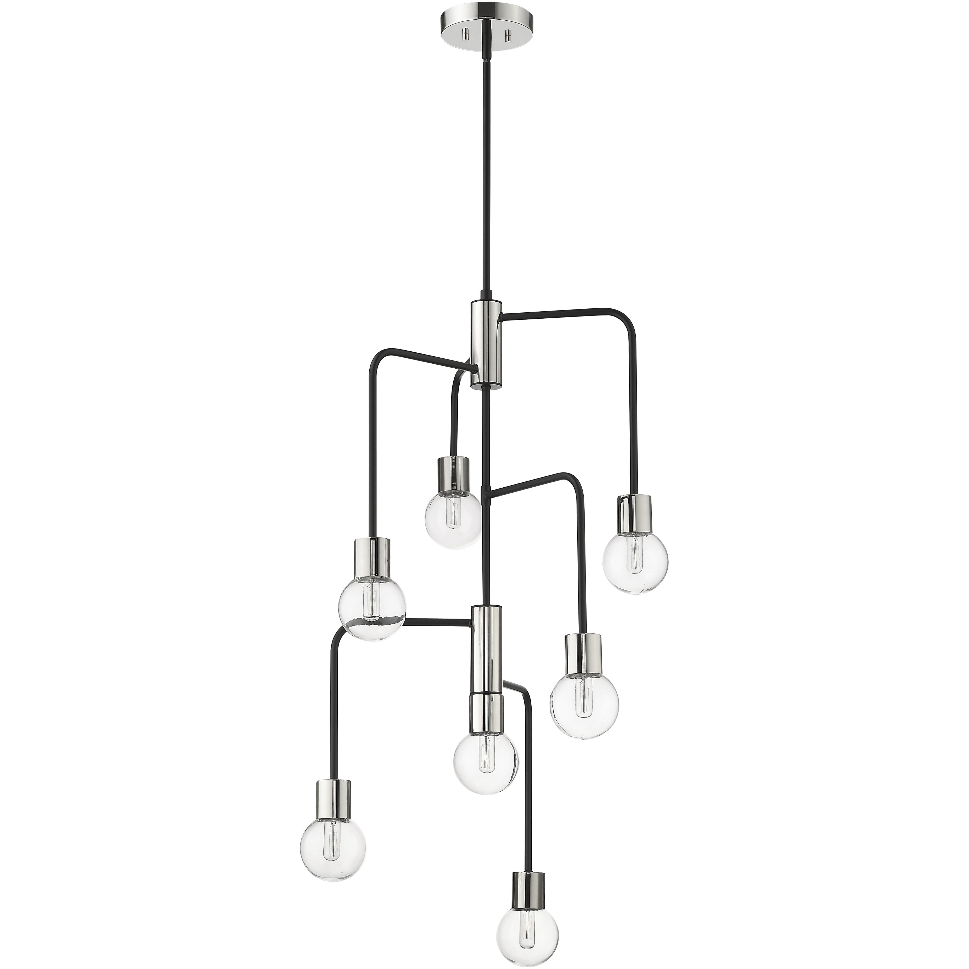 Neutra 7 Light 22.5 inch Matte Black and Polished Nickel Chandelier Ceiling Light