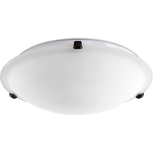 Fort Worth 3 Light 16 inch Oiled Bronze Flush Mount Ceiling Light in Satin Opal