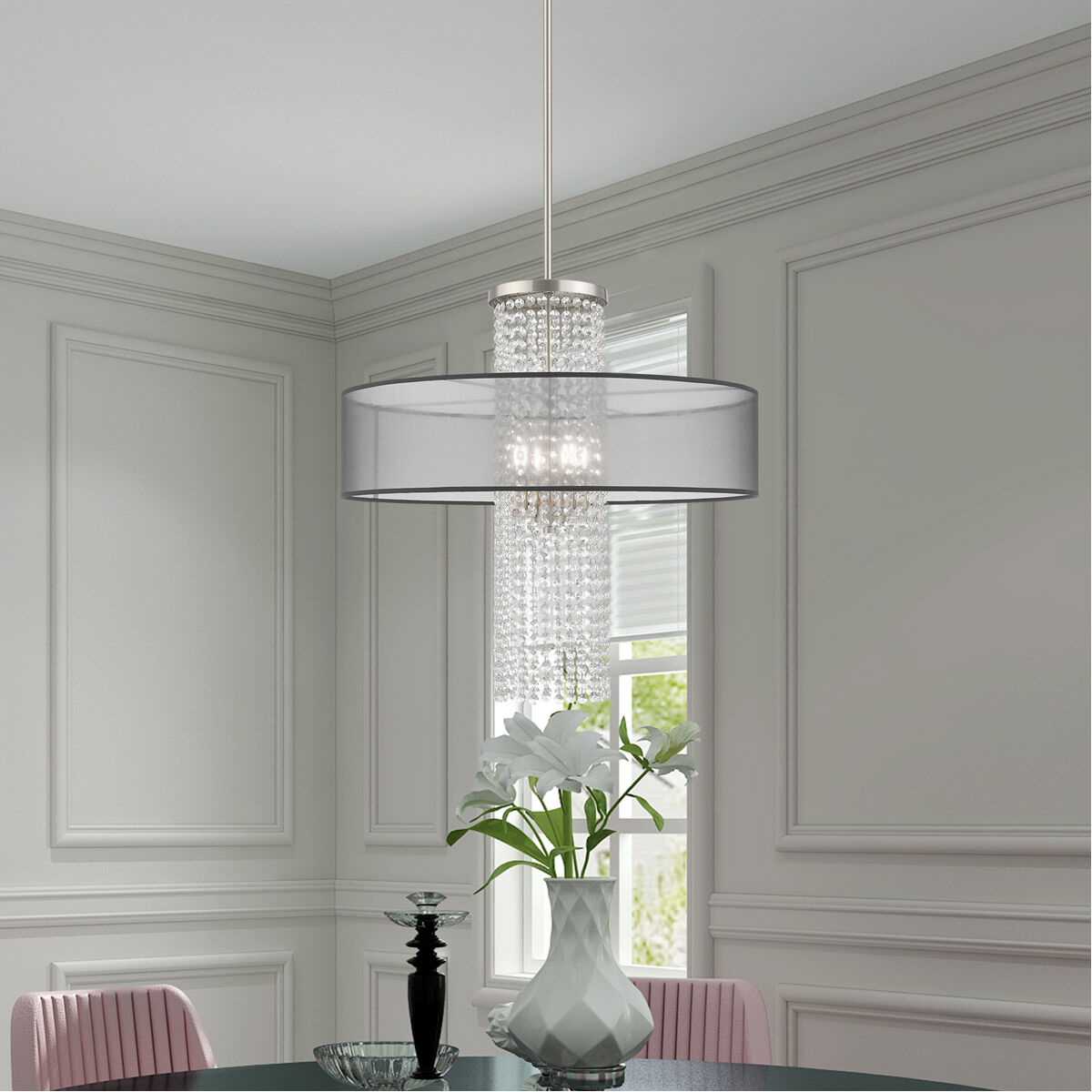 Bella Vista 4 Light 24 inch Brushed Nickel Pendant Chandelier Ceiling Light