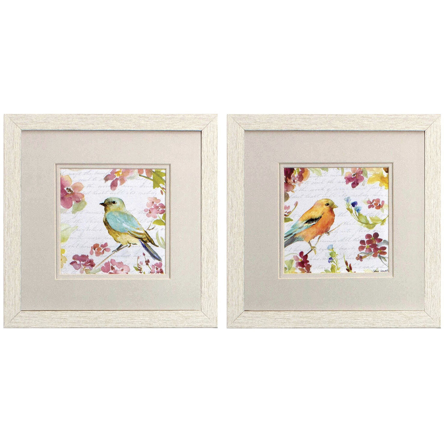 Florals Green and Pink and Blue and Yellow Framed Art, Propac