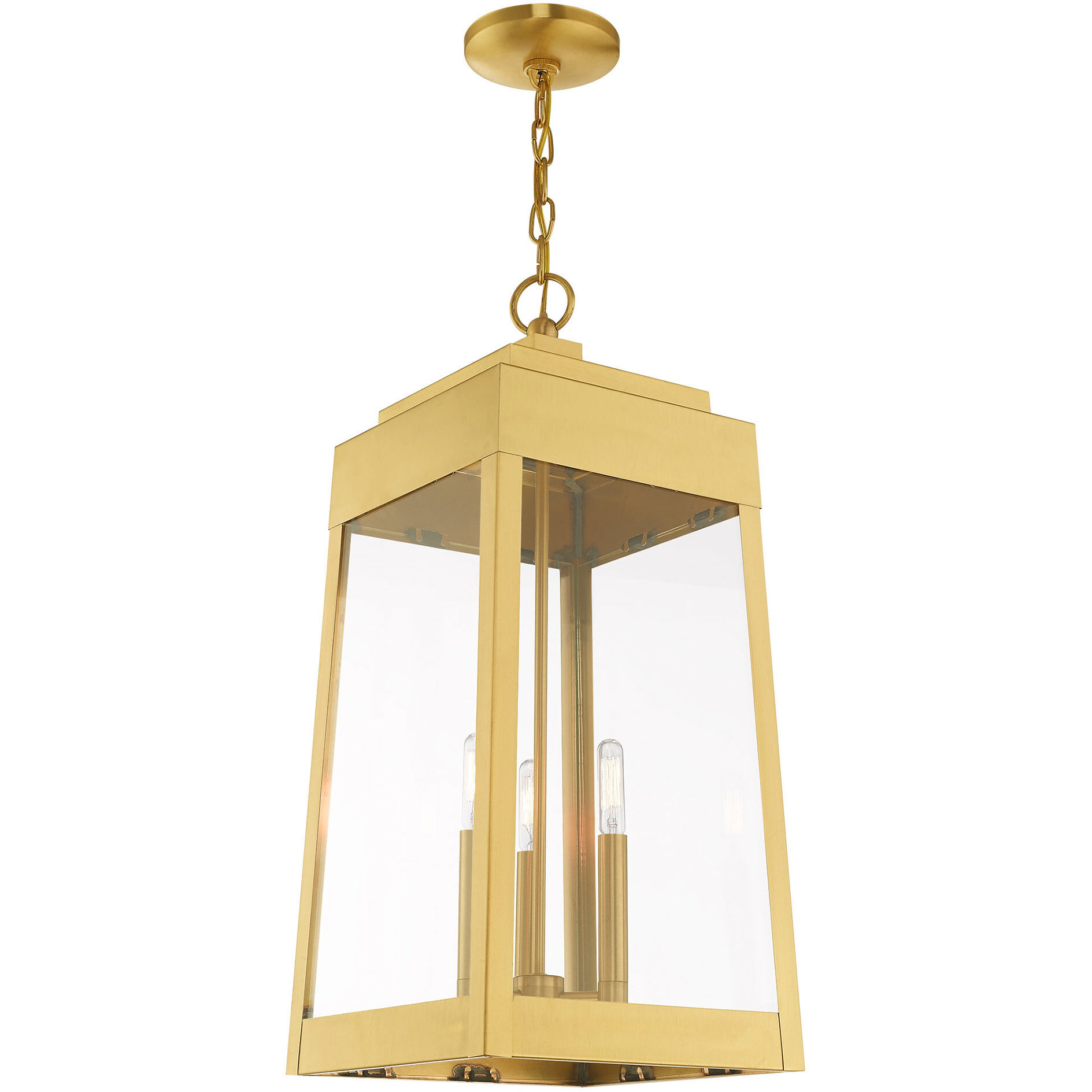 Oslo 3 Light 11 inch Satin Brass Outdoor Pendant Lantern