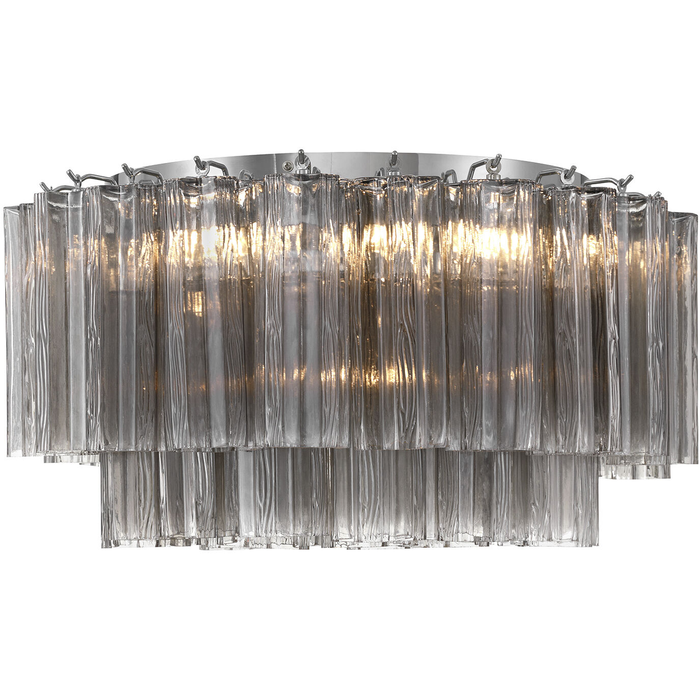 Addis 7 Light 22.25 inch Polished Chrome Flush Ceiling Light in Tronchi Glass Smoke