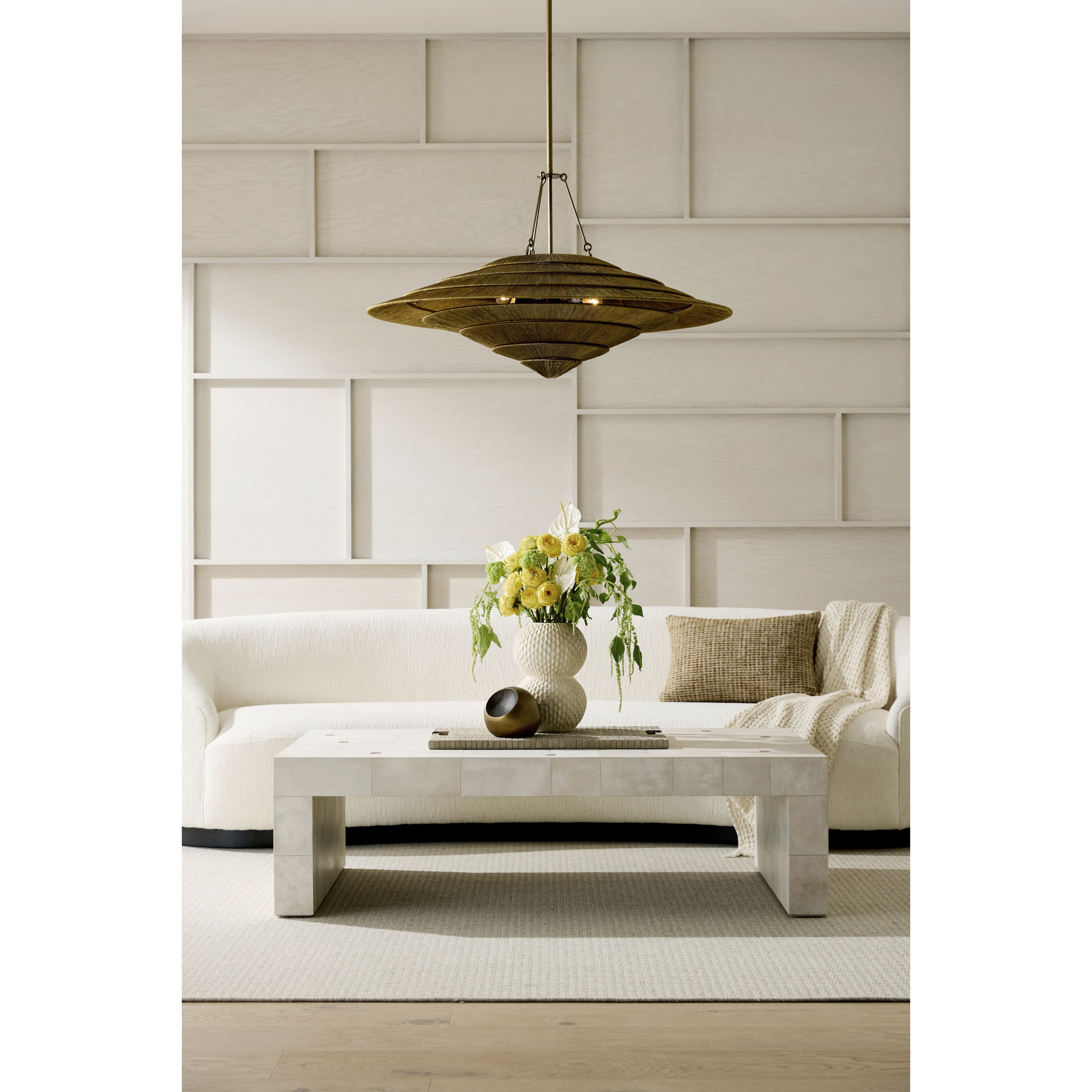 Madelyn 56 X 16.5 inch Ivory and Antique Brass Coffee Table