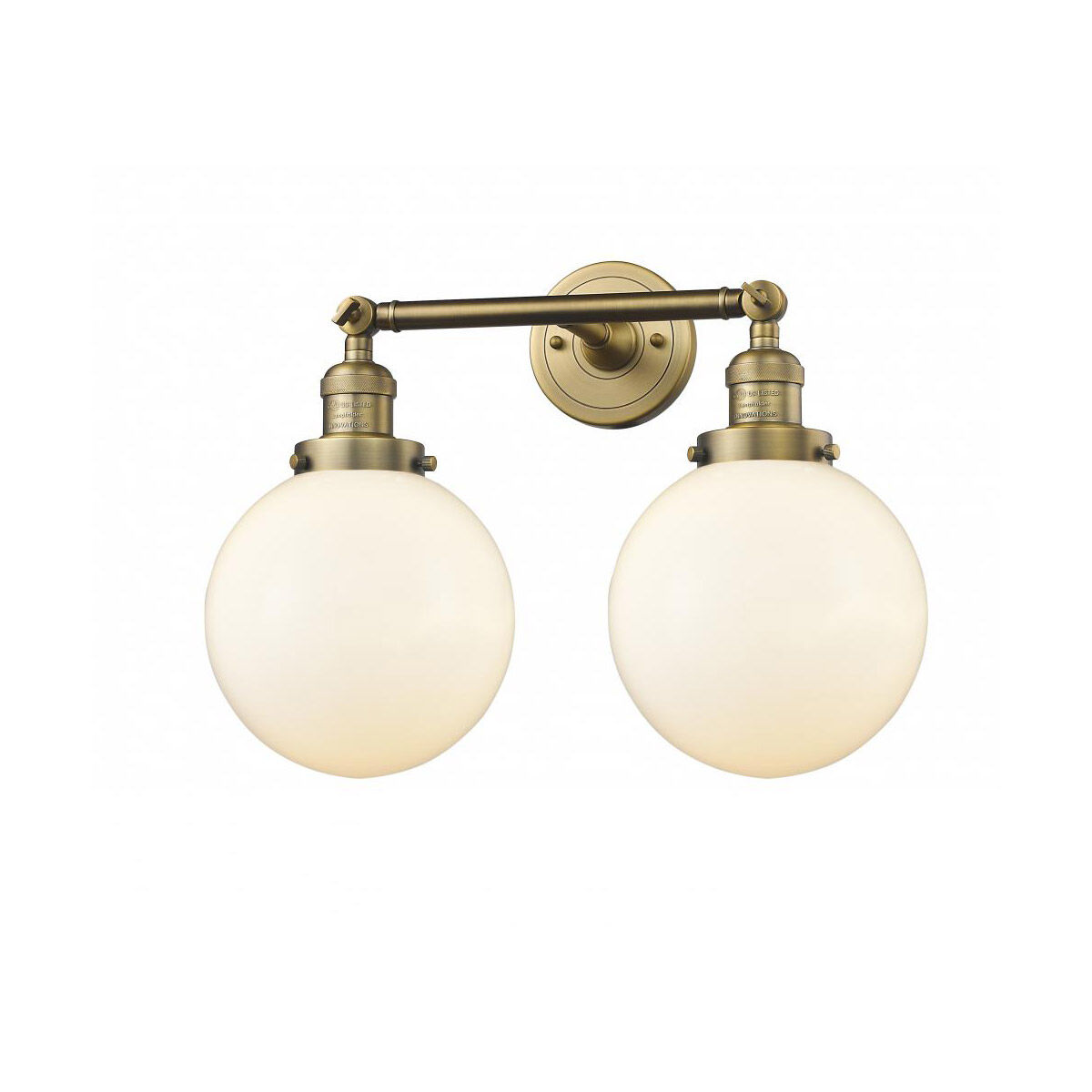Franklin Restoration Large Beacon LED 19 inch Brushed Brass Bath Vanity Light Wall Light in Matte White Glass, Franklin Restoration