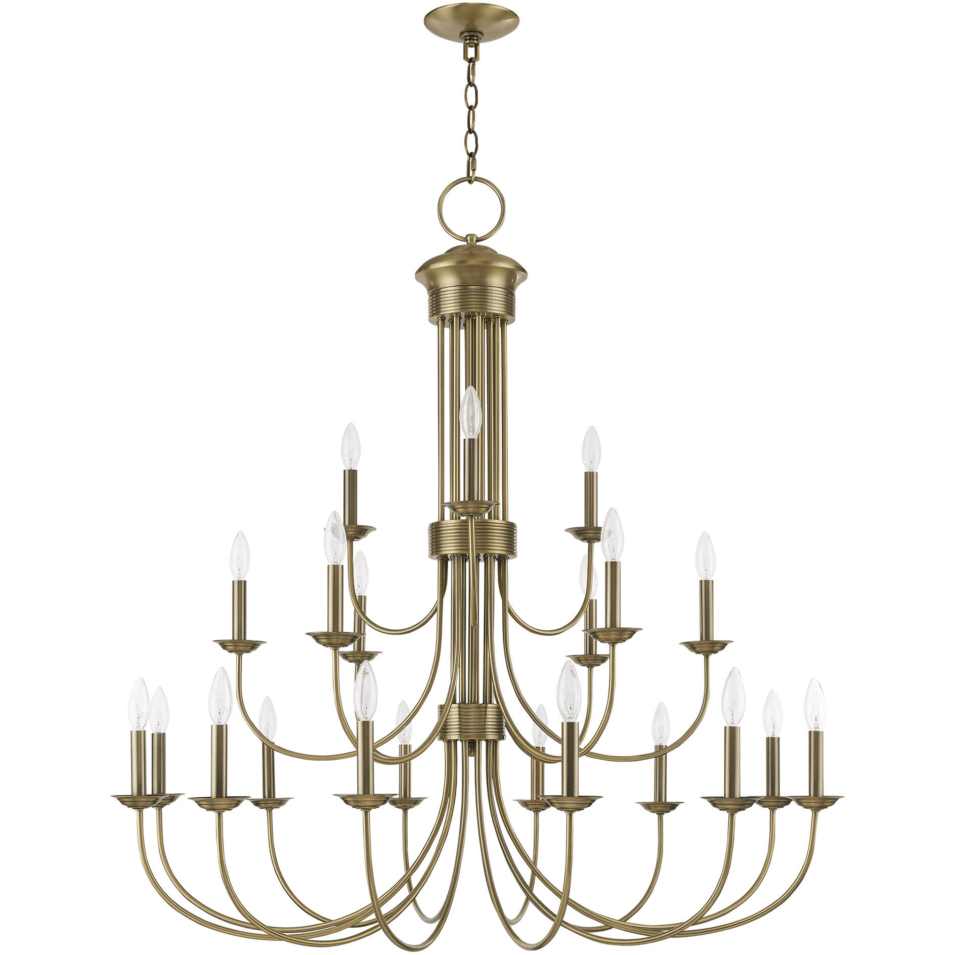 Estate 21 Light 42 inch Antique Brass Foyer Chandelier Ceiling Light