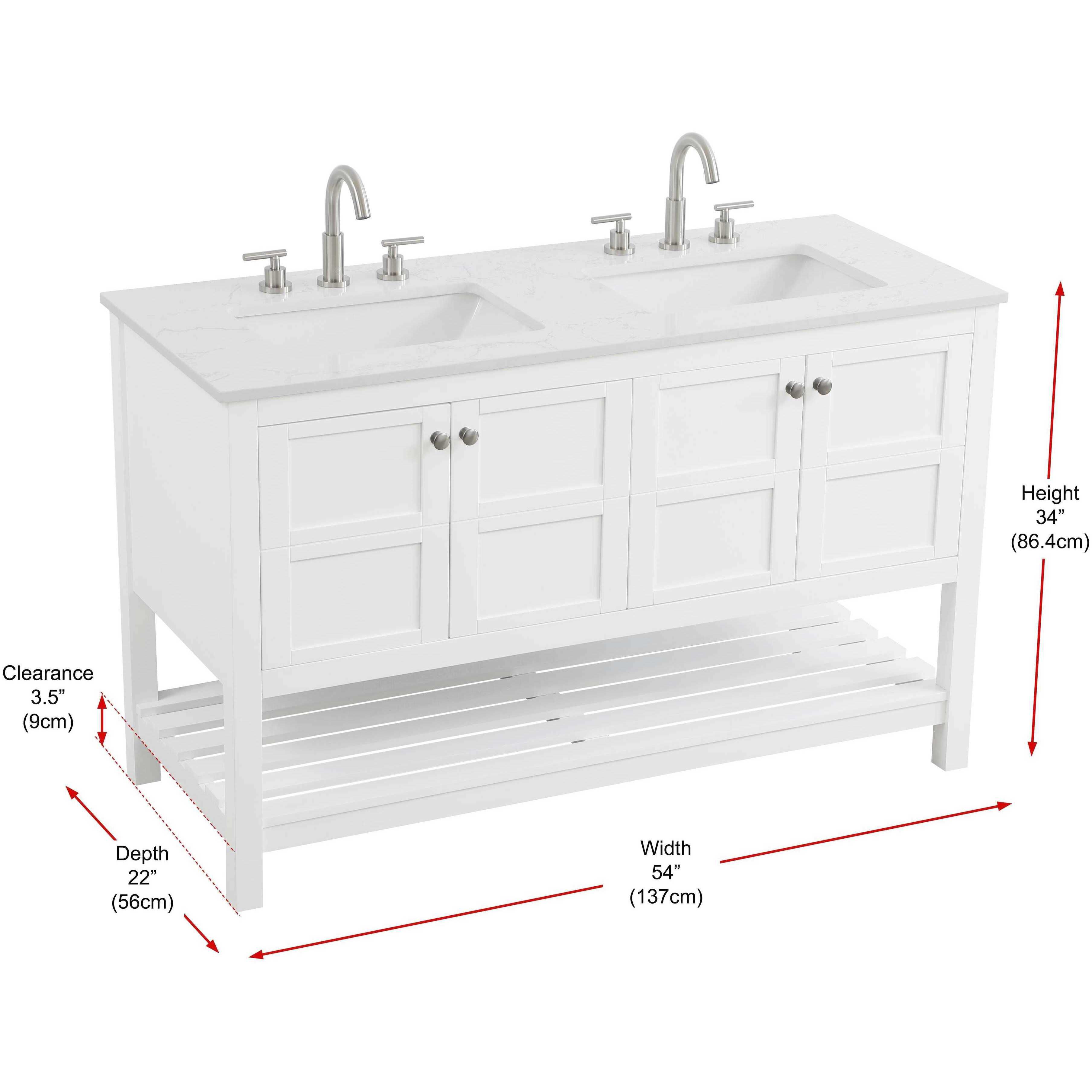 Theo 54 X 34 inch White Bathroom Vanity Cabinet
