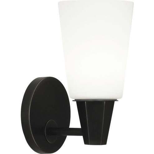 Wheatley 1 Light 5 inch Deep Patina Bronze Wall Sconce Wall Light in Cased White Glass