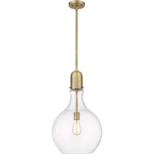 Amherst LED 14 inch Brushed Brass Pendant Ceiling Light in Clear Glass