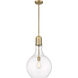 Amherst LED 14 inch Brushed Brass Pendant Ceiling Light in Clear Glass