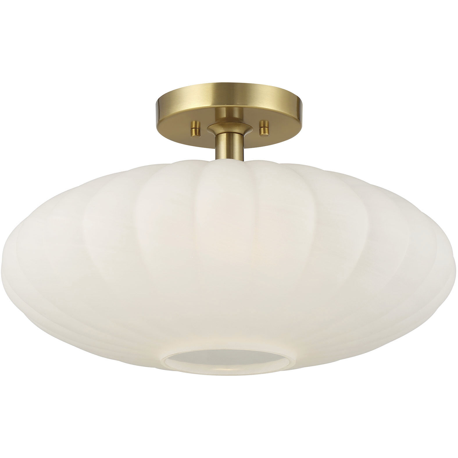 Traditional 1 Light 18 inch Natural Brass Semi-Flush Ceiling Light