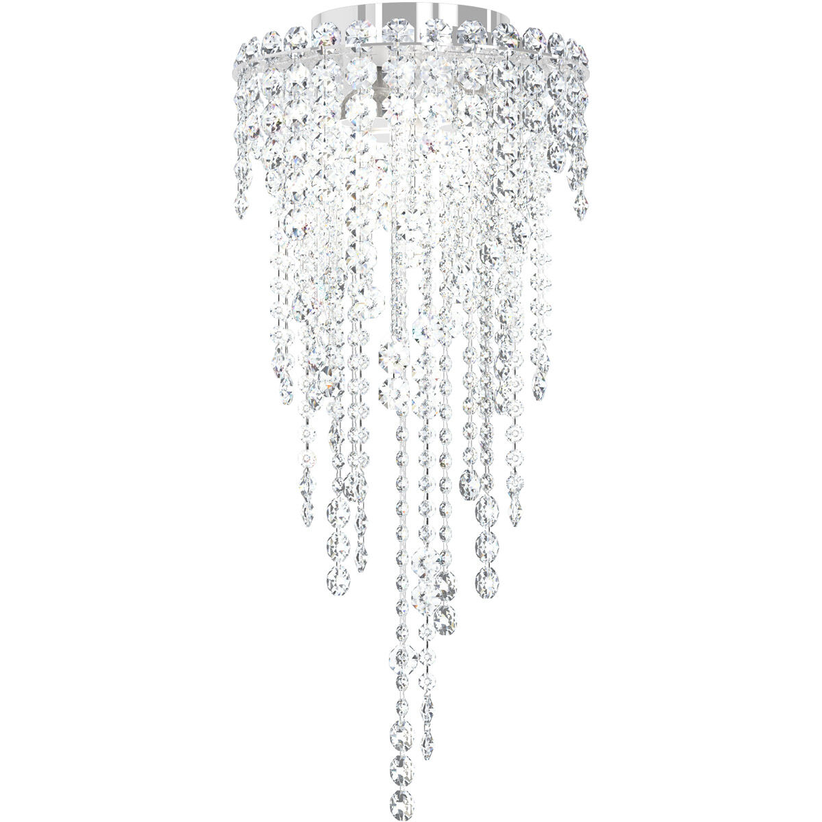 Chantant 3 Light Polished Stainless Steel Flush Mount Ceiling Light in Optic, Strand